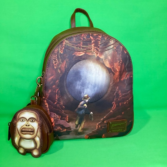 indiana jones mini backpack LF Raiders of the Lost Ark With Idol Coin Purse On the back Loungefly Indiana Jones Raiders of